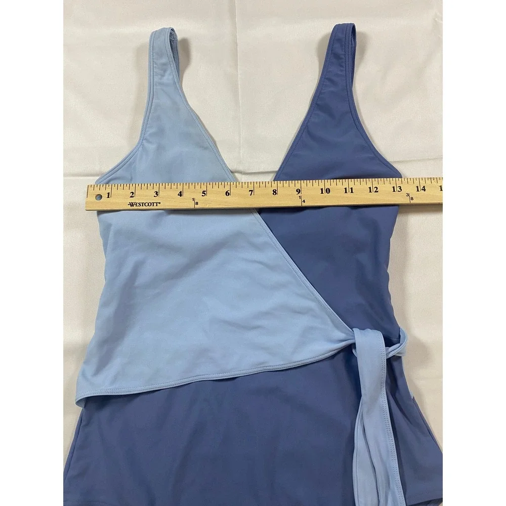 Summersalt The Perfect Wrap One Piece Swimsuit Blue Colorblock Size 6 Long 6LT - Picture 7 of 8